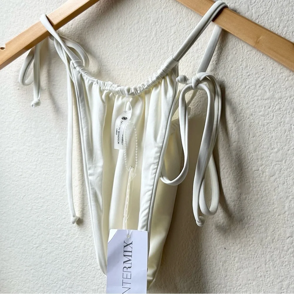 NWT DEVON WINDSOR White Hannah Tie Bikini Bottoms Sz L